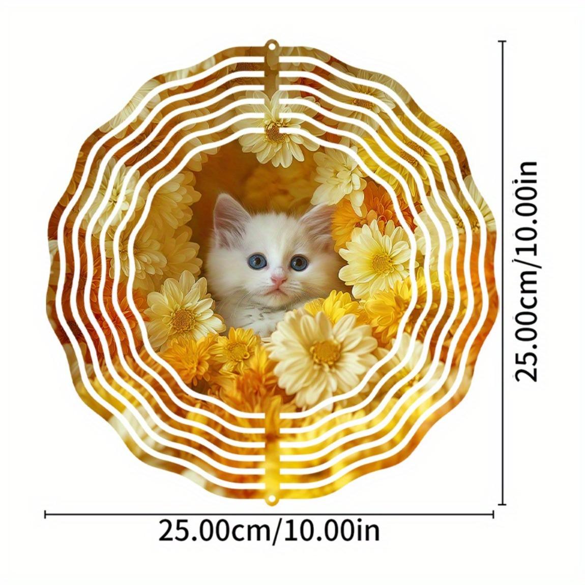 

Подсолнух Кот Ветряк 360 Градусов Вращающийся Металлический Садовый Декор с Котенком и Желтыми Цветами для Балкона Двора Уличный Всесезонный Подарок 01A