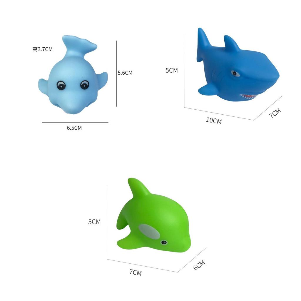 Children's Bathing Water Play Toy Cute Squeeze Cartoon Ocean Animals Shark Dolphin Clownfish