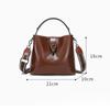 Real Oil Wax Leather Women's Bucket Bag Casual and Simple Handbag Large Capacity Ladies Cowhide Fashionable Crossbody Tote Bag