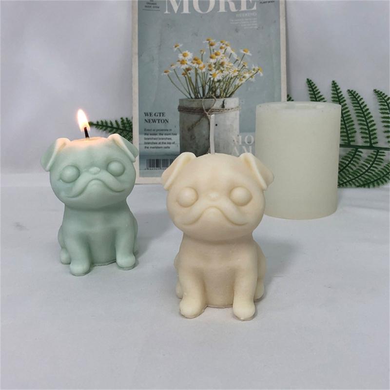 Bulldog Candle Mold for DIY Crafting Aromatherapy Candle Wax Soaps Moulds Pug Chocolate Mould