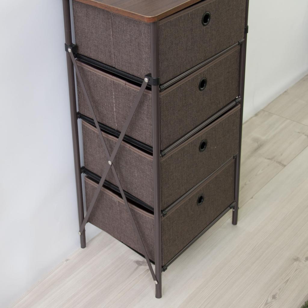 AZUMAYA Easy-Assembly Chest, Brown, 4 Drawers, LFS-702BR