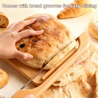 Bread Slicer Double-Sided Bagel Bow Saw Bread Cutter And Wooden Breadboard Kit For Taost Cake Baguettes Breakfast Pastry Chefs