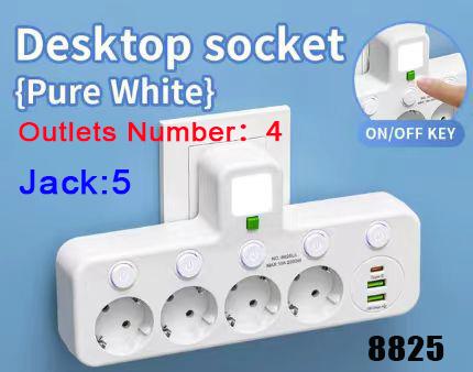 Multi-functional Socket with Smart Night Light USB Fast Charging Independent Control Multi-port Power Strip Overload Protection