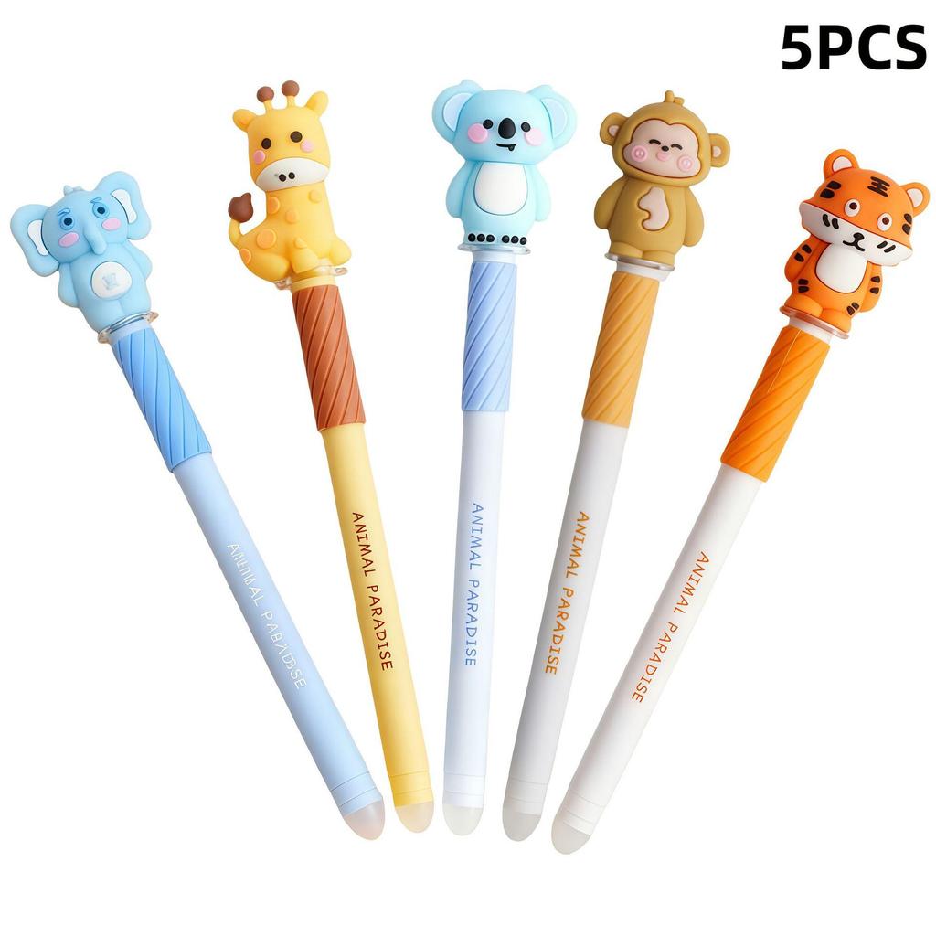 Novel Erasable Cartoon Cap Pen with Stickers: Stationery Set