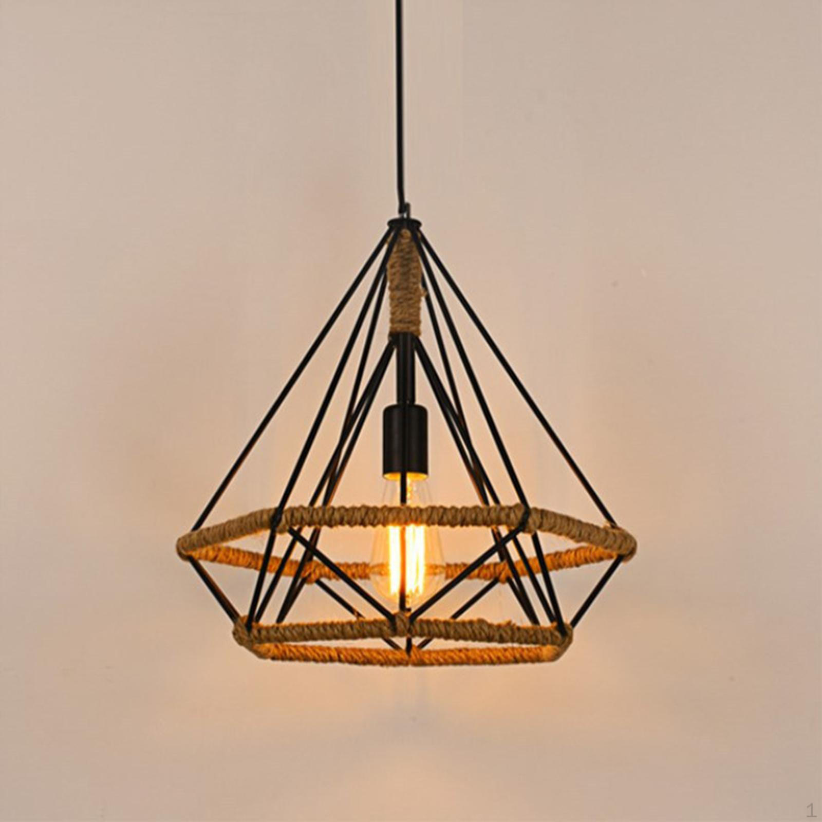 Lighting Metal Diamond Lampshade for Pendant Light Lamp Holders Black Hanging Farmhouse