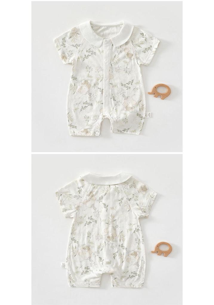 Newborn Summer Bamboo Bodysuit: Breathable Short Sleeve One-Piece Romper