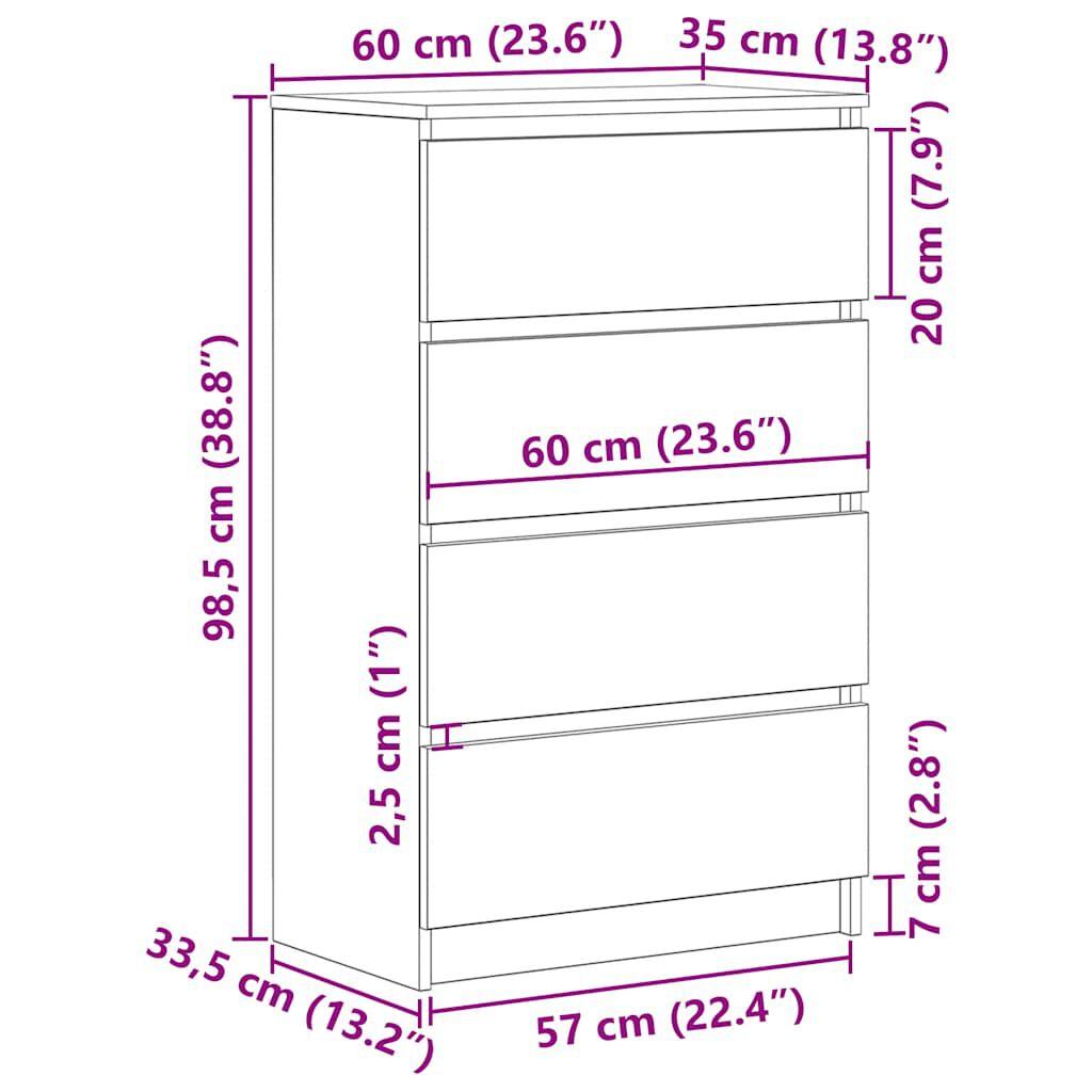 Modern Foyer Side Cabinet, Corner Drawer Storage Cabinet, Sofa Side Cabinet, 60x35x98.5 Cm