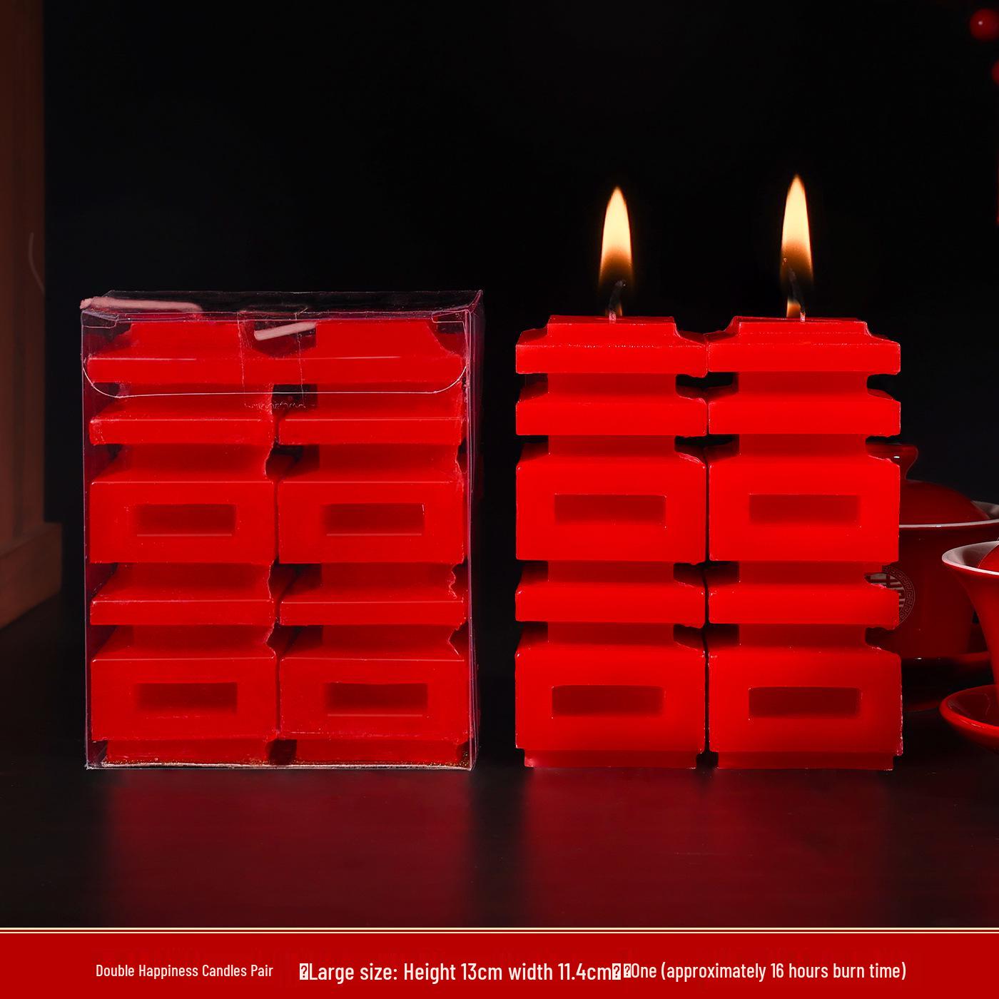 Red Double Happiness Dragon & Phoenix Wedding Candle Set for Wedding Room Decoration