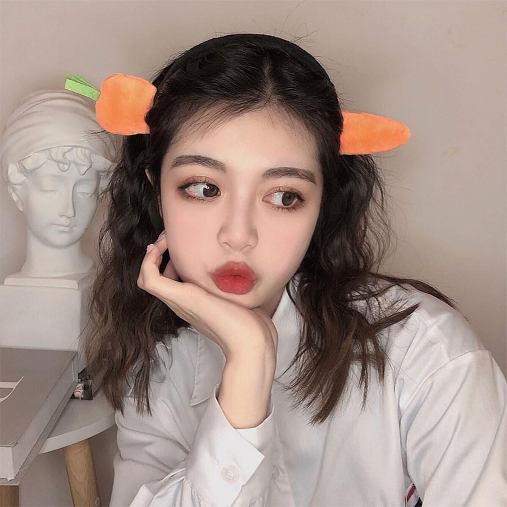Samcos Headbands, Unique Headbands, Set of 2, Carrot and Fish Designs, Funny and Cute Fluffy Bunny Ears, Animal Cosplay, Halloween, Costume Parties,