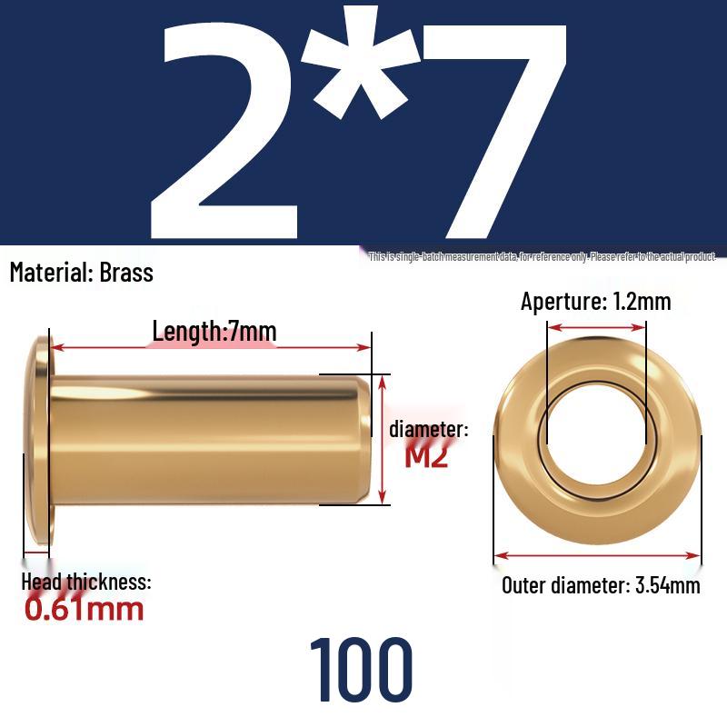 Pure Brass Hollow Rivets & Copper Eyelets Fasteners M1.3–M5