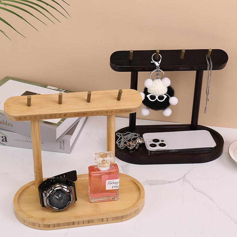1pcs Wooden Storage Rack Key Holder Solid Wood Tabletop Decorative Storage Can Hold Jewelry Creative Decorative Items