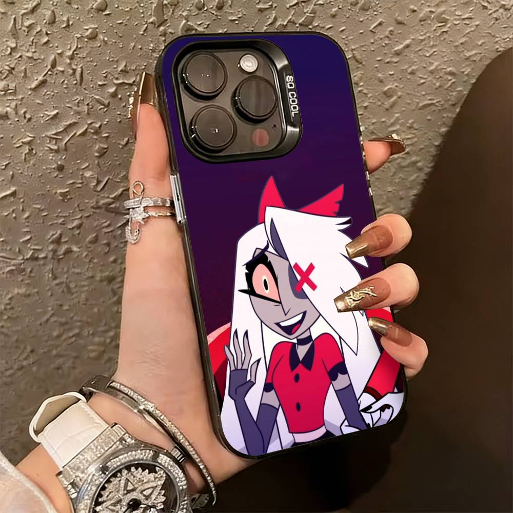 H-hazbin hotel V-veggie Phone Case For iPhone 17,16,15,14,13,12,11 Plus,Pro Max,XS,Colorful Silver Black Cover