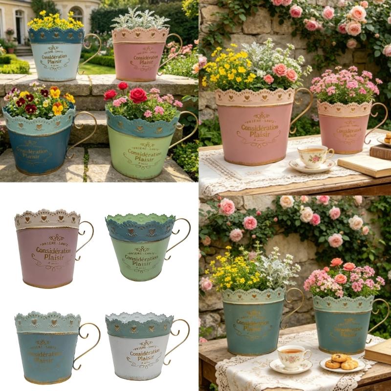 Vaso da Fiori in Ferro Embossé di Pizzo Fioriera Vaso da Fiori da Scrivania Fioriera per Piante Vaso da Piante Secchio per Piante da Balcone Per Piante o Oggetti Decorativi