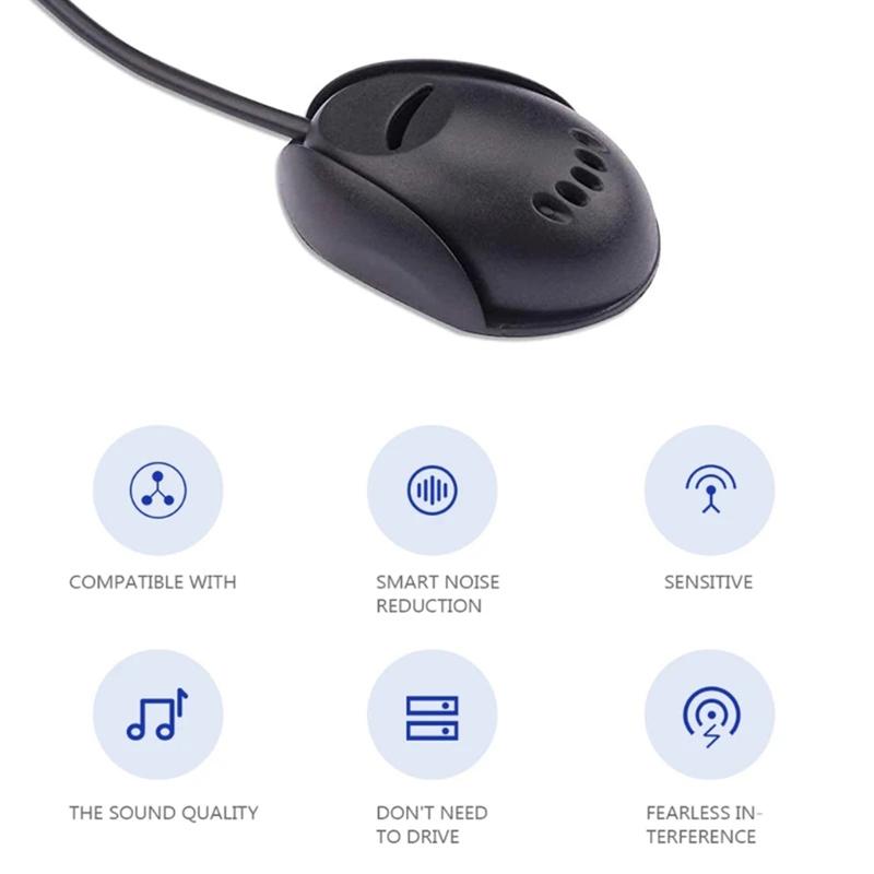 Portable Car Audio Microphone 3.5mm External Mic Intelligent Noise Reduction Microphone for Car Vehicle GPS Bluetooth-compatible