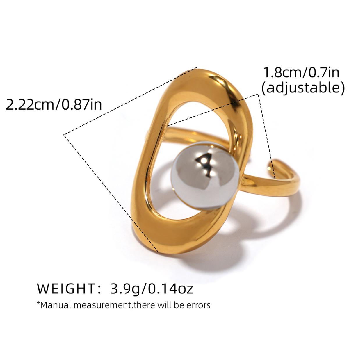 

Minimalist Geometric Hollow Shape Design Stainless Steel Rings 18K Gold Plated Waterproof Quality Zircon For Daily Vacation Etc resizable