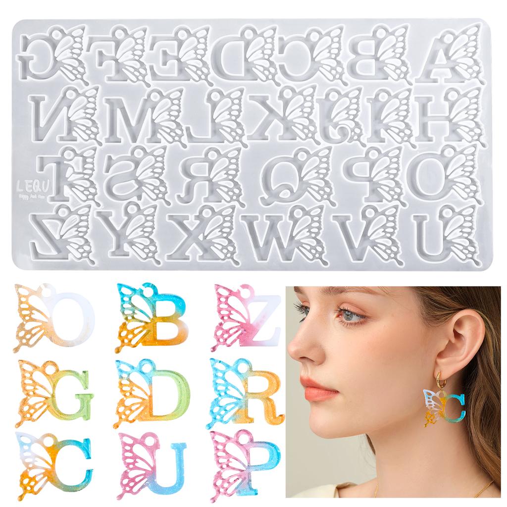 Butterfly Alphabet Silicone Mould DIY Alphanumeric Pendant Resin Mould Keychain Earrings Epoxy Jewellery Craft Casting Moulds