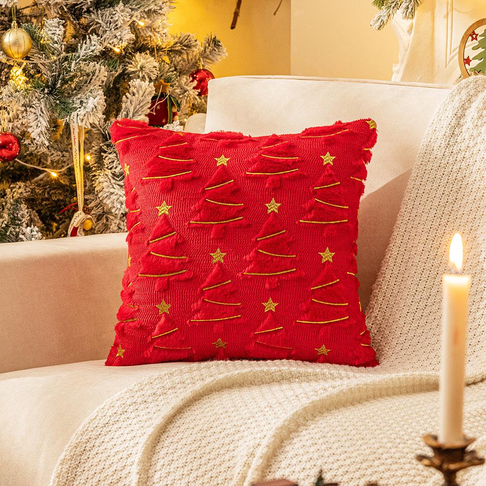 Vánoční světla Vyšívaný povlak na polštář Americký retro Obývací pokoj Pohovka Polštář Vánoční atmosféra Domácí dekorace