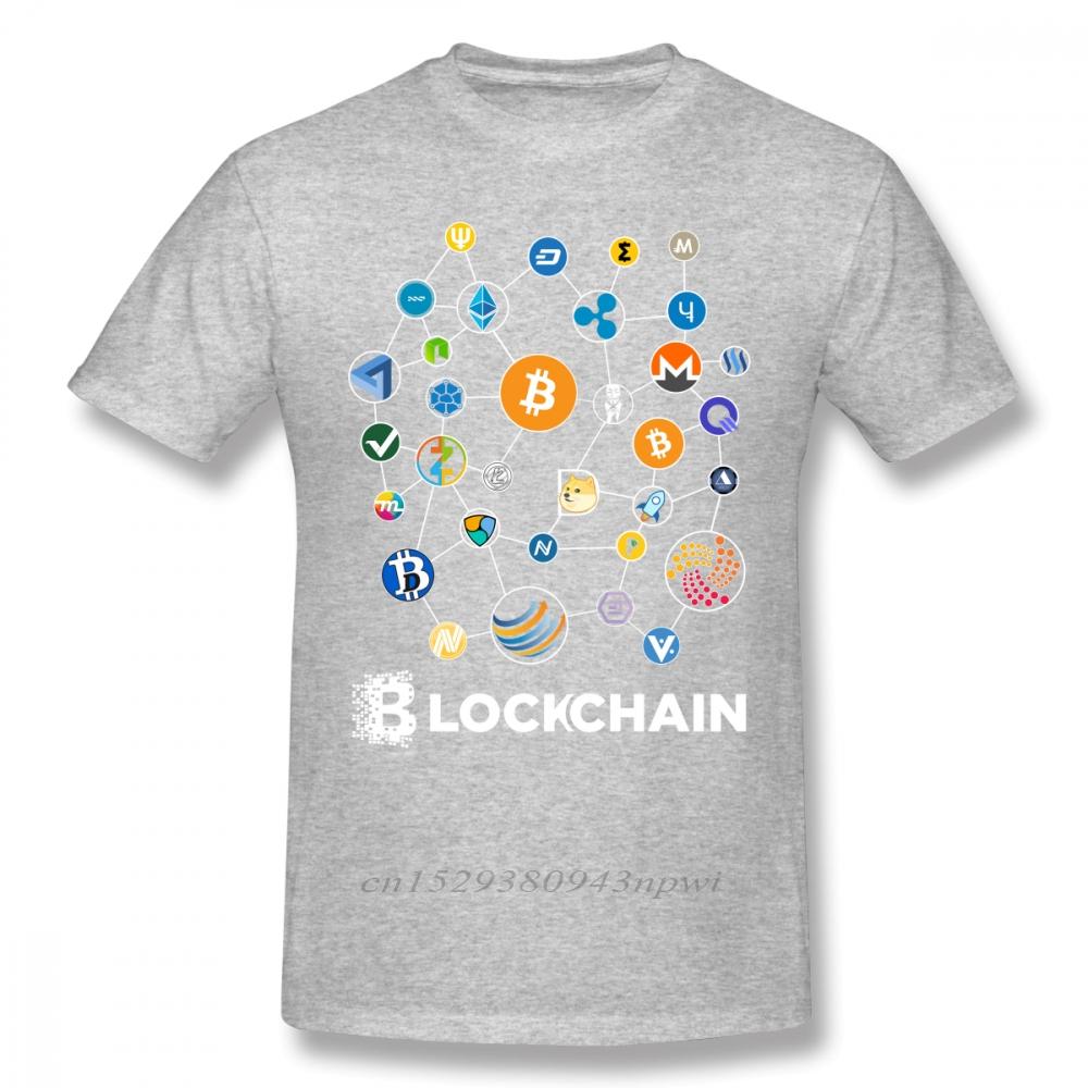 Blockchain BitCoin Litecoin Ripple Ethereum Cryptocurrency T Shirt For Men Popular Tee Christmas Gift Tshirt Cotton Fabric