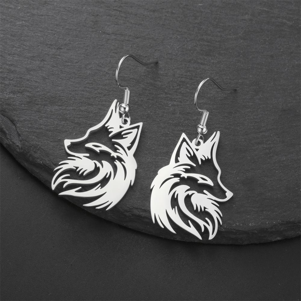 

My Shape Fox Pendant Earrings Cute Animals Fox Dangle Earrings for Women Girls Stainless Steel Drop Earrings Fashion Jewelry