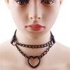 European and American Harajuku Peach Heart Black Chain Choker - PU Leather Love Heart Necklace Trend