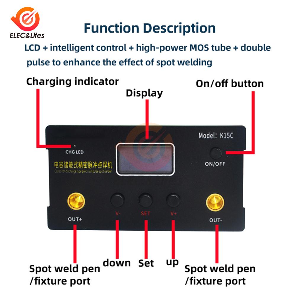 Portable Spot Welder DIY Handheld Spot Welding Machine 1-11ms Pulse Energy Storage Spot Welding for 18611 Lithium Battery