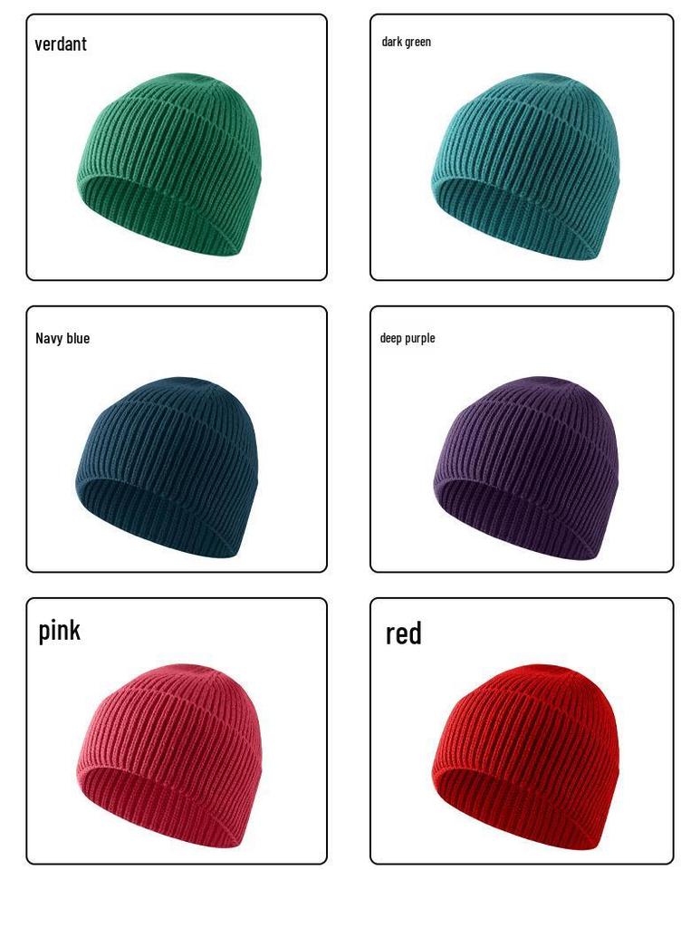 Warm Knitted Fleece-Lined Windproof Korean-Style Ear Protection Woolen Hat for Autumn and Winter Skiing