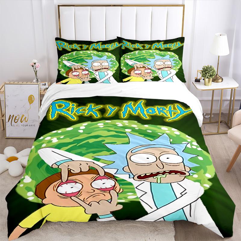 Rick Morty Adventure Print 3Pcs Bedding Setduvet Cover With 2 Bedropillowcase Home Birthday Gift