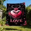 1pc Heartbeat Roses Outdoor Flannel Blanket Soft All Season Polyester Throw , Perfect for Picnics & Travel , Picnic Accessory