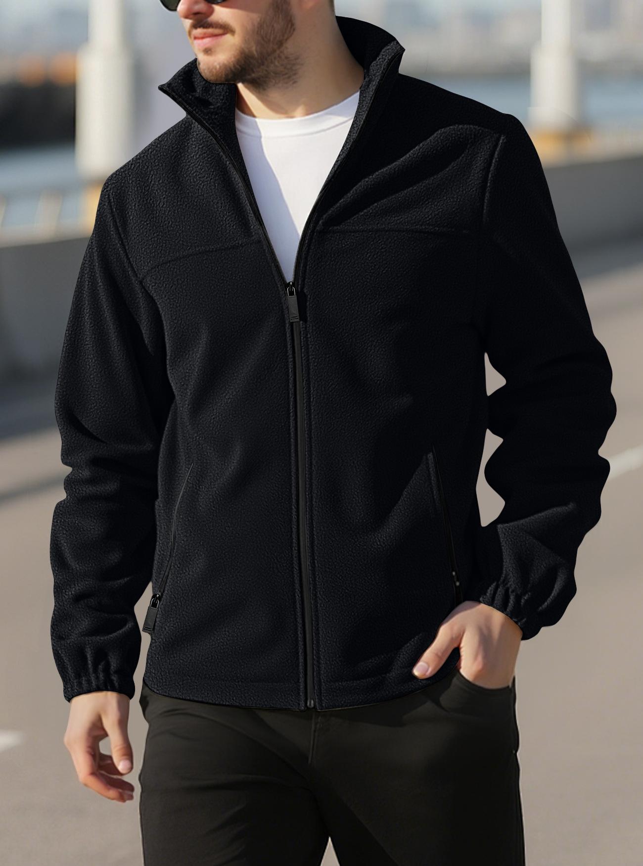 Men S Oversized Fleece Stand Collar Zip Up Sweatshirt Autumn Winter S