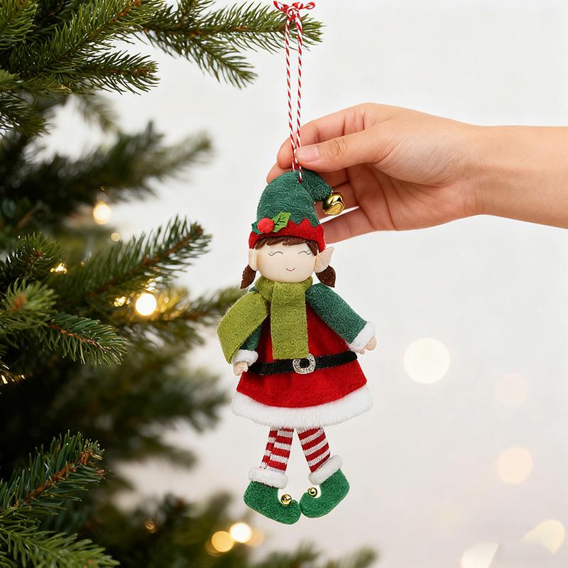 Père Noël Elfes Poupée Ornements à Suspendre Arbre de Noël à Suspendre Pendentifs Elfe Garçon Fille Cadeau de Fête du Nouvel An pour Enfants Décoration de Maison