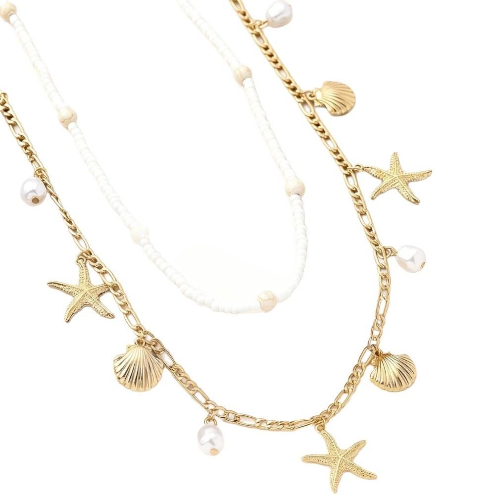 2 Pcs/set Shell Beads Body Chain Imitation Pearl Belly Chains Elegant Starfish Waist Chain  Summer