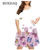 New  Summer Women Cute Cat Print Dress Casual Short Sleeve Ladies Mini Dress Street Fashion Plus Size Women Clothing