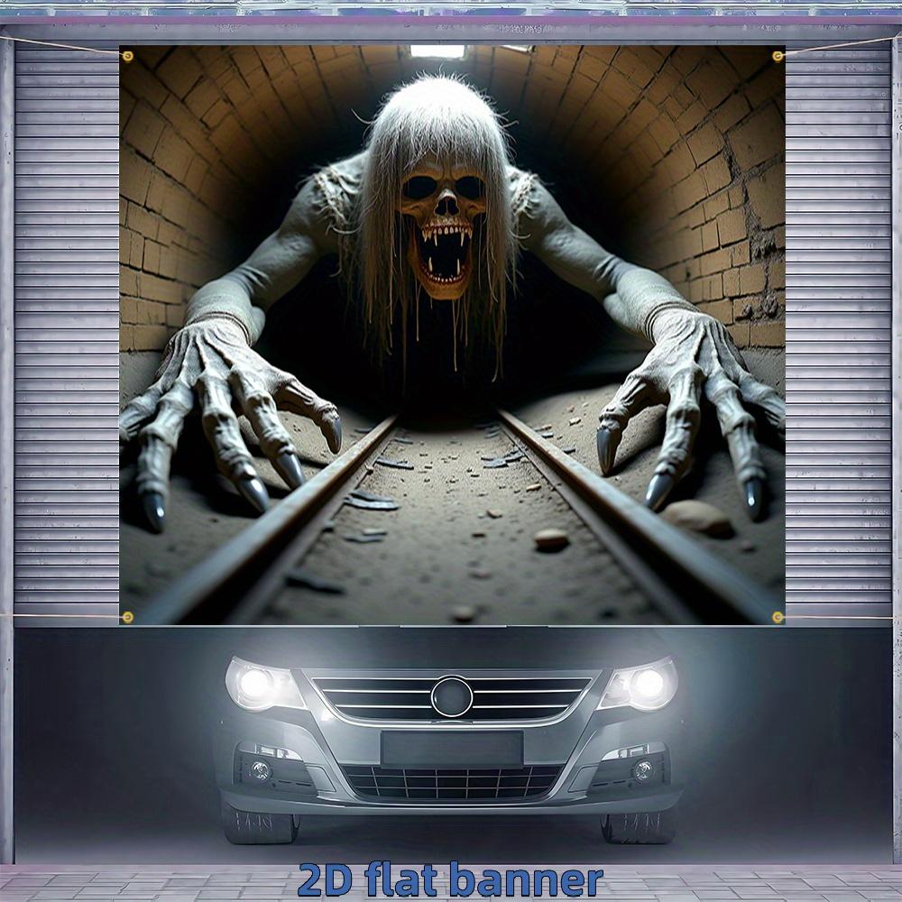 2D flat banner 1 piece Halloween Happy Garage Door Banner