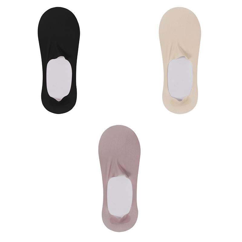 3 Pairs Women's Summer Silicone Anti Slip Socks Invisible Low Cut Boat Socks Solid Color Breathable Sock