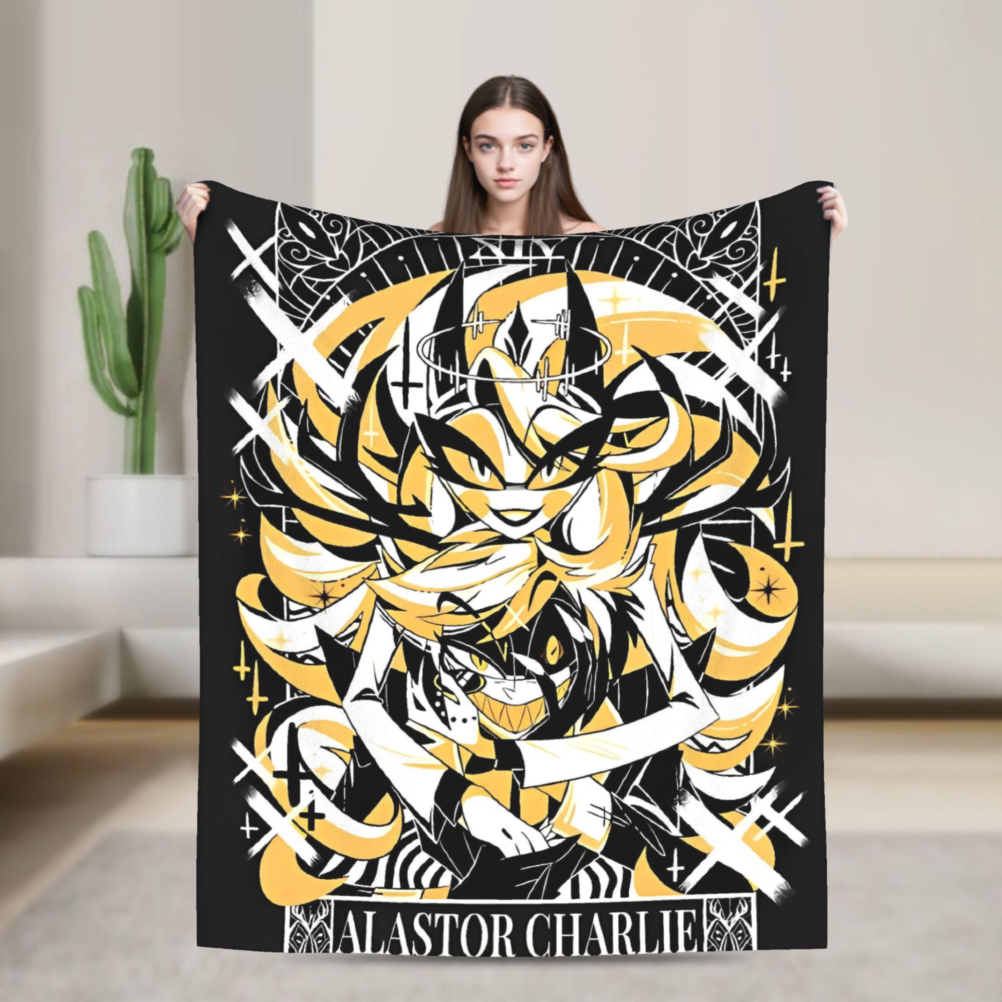 

VOX H-Hazbin Hotel Alastor Game Blanket Warm Soft Graphic Plush Throw Blanket For Couch Chair Bedspread Bed Cover 130x150cm