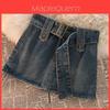 Denim-Rock Damen Sommer Retro Hohe Taille Gespleißtes Muster Für Lässigen Chic Look
