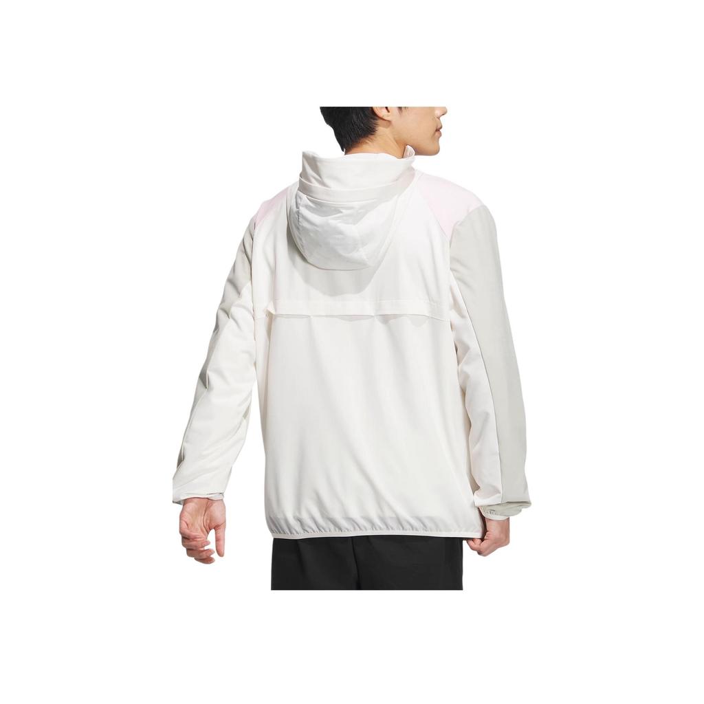 Adidas Hooded Casual Zip-Up Long Sleeve Jacket Unisex Jacket Pink White JJ1305