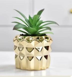 Electroplated Golden Ceramic Succulent Flower Pot Home Decor Horticultural Potted Creative Tabletop Plant Pots Floral Utensils