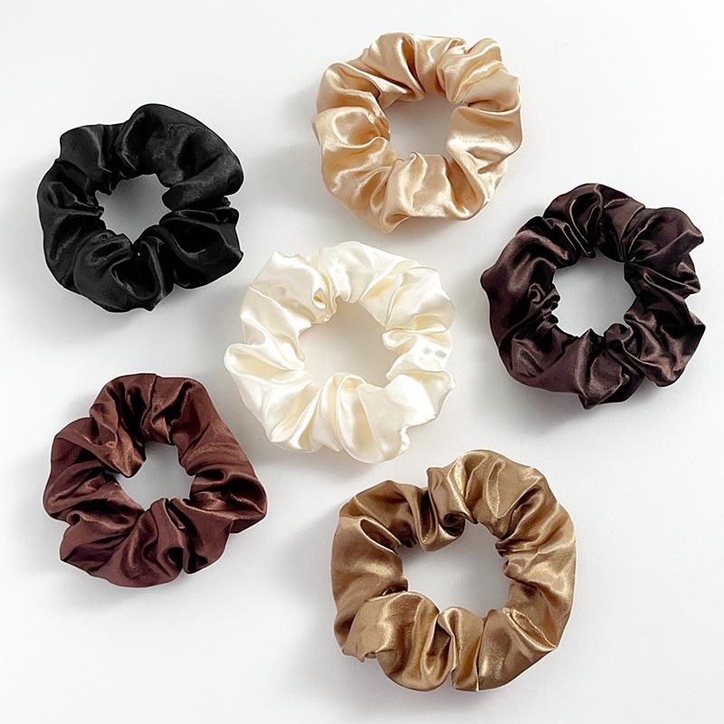 

Elegant Solid Color Satin Scrunchies, Soft Silk Hair Ties for Women Daily Wear