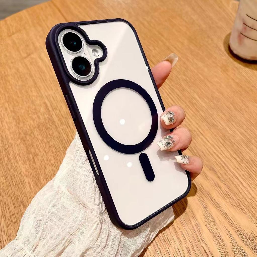 iPhone16promax mobile phone case acrylic transparent magnetic suction suitable for Apple 16 protective case 15 simple