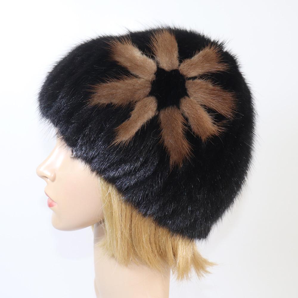 New Style Women Winter Real Mink Fur Hat Lady Warm 100% Genuine Real Fur Hat Good Elastic Knitted Genuine Mink Fur Caps