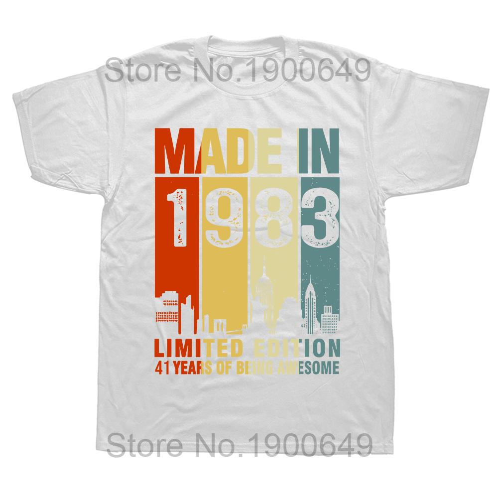

Novelty Made In 1983 Limited Edition 41 Years Of Being Awesome T Shirts Short Sleeve Birthday Gifts Summer Style Tshirt S