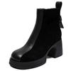 Frosted leather thin boots women's autumn and winter 2025 new Chelsea velvet fashion boots thick heel high heel fashion short boots