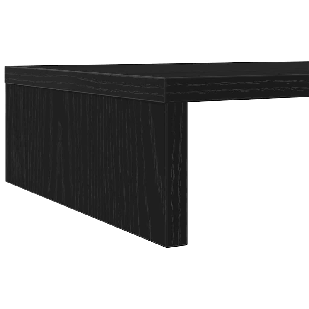 Dual Monitor Stand Black Oak Effect 100 X 27 X 10 Cm Engineered Wood