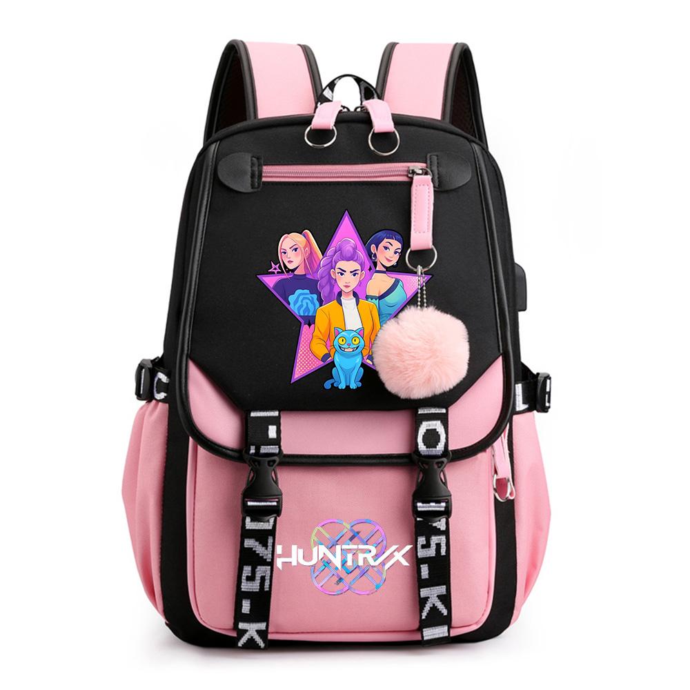 Anime K-Pop Demon Hunters Printed Backpack Schoolbag for Teenager Student Girl Boy Bookbag Large Capacity Waterproof Travel Bag Gift Rucksak
