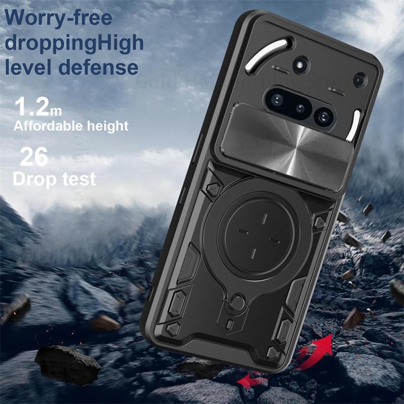 Suport Inel Aliaj Fereastră Obiectiv Glisantă Carcasă Magnetică Telefon Pentru Nothing Phone 3a Pro Armură Protecție Heavy Duty Husă cu Suport Nothing Phone 3A Pro Capa