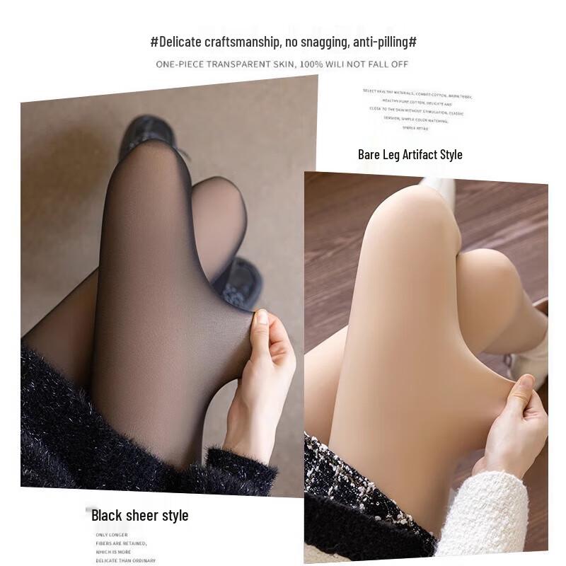 Langsana Fleece-Lined Sheer Black Thermal Tights