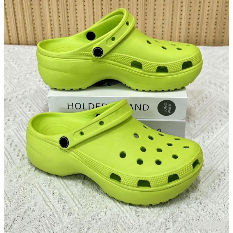 Chaussures nu-pieds à plateforme et talon moyen avec trous type nuage pour femme, sac à main, pantoufles cool, confortables, antidérapantes, respirantes, chaussures de plage w7 (suitable for feet size 37) yellow