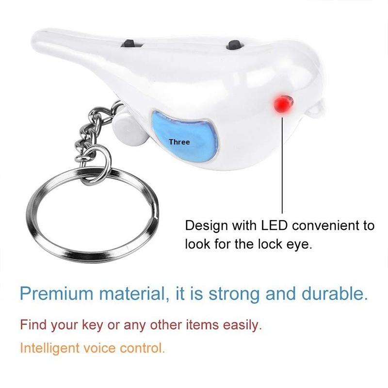 Whistle Key Finder Bird Shape Keychain Beeping Alarm Remote LED Locator for Finding Keys Bags and Wallets in Office or Travel