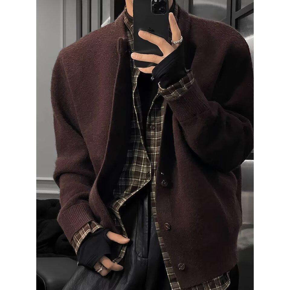 Мужской японский ретро вязаный кардиган: Осенне-зимняя повседневная, универсальная, свободного кроя мода M